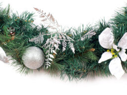 Best Artificial 9Ft White & Silver Decorated Christmas Garland Supplied With 80 Bright White Battery Leds Banister - thumbnail 8