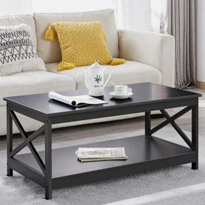 2-Tier Coffee Table With Storage Shelf Modern Center Tea Table For Living Room - image 1