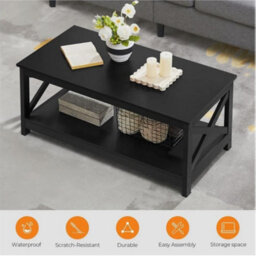 2-Tier Coffee Table With Storage Shelf Modern Center Tea Table For Living Room - thumbnail 7