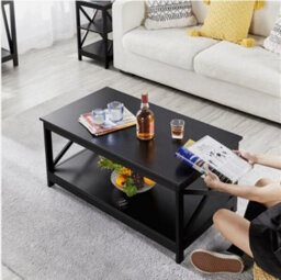 2-Tier Coffee Table With Storage Shelf Modern Center Tea Table For Living Room - thumbnail 2