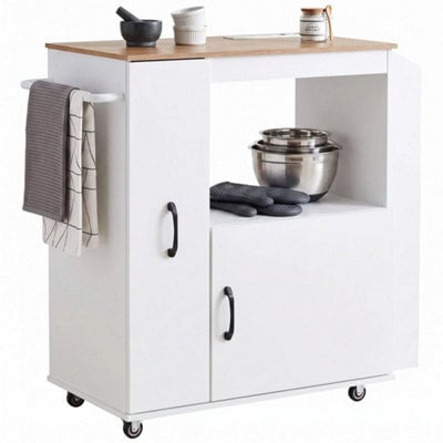 Kitchen Trolley On Wheels, Rolling Kitchen Cart With Power Outlet - image 1