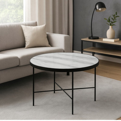 Tre 600 Elegant 60 Na 60 Cm Coffee Table With Metal Legs Black Powder Coated Finish Venato - image 1
