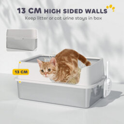 Pawhut Stainless Steel Litter Box, High Sided Metal Cat Litter Tray W/ Scoop - thumbnail 4