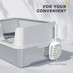 Pawhut Stainless Steel Litter Box, High Sided Metal Cat Litter Tray W/ Scoop - thumbnail 7