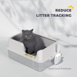 Pawhut Stainless Steel Litter Box, High Sided Metal Cat Litter Tray W/ Scoop - thumbnail 6
