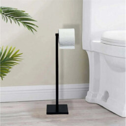 Black Free Standing Swivel Toilet Tissue Paper Roll Holder Square - thumbnail 7