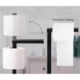 Black Free Standing Swivel Toilet Tissue Paper Roll Holder Square - thumbnail 8