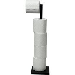 Black Free Standing Swivel Toilet Tissue Paper Roll Holder Square - thumbnail 4