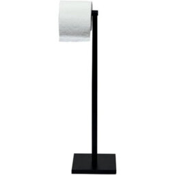Black Free Standing Swivel Toilet Tissue Paper Roll Holder Square