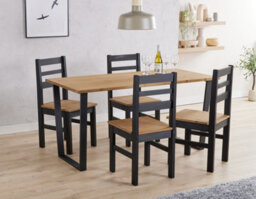 Core Products Texas Antique Waxed Pine 150Cm Rectangular Dining Table With 4 Black Pine Chairs - thumbnail 1