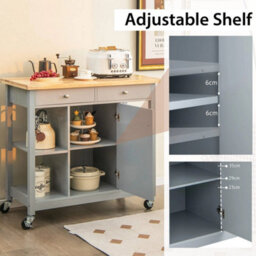 Mobile Kitchen Island Cart Rolling Kitchen Island W/4 Open Shelves Grey - thumbnail 6