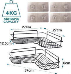 House Of Home Shower Caddy Bathroom Shelf Organiser Shower Storage For Soap & Shower Gel 2 Tier Black - thumbnail 2