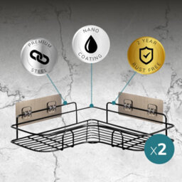 House Of Home Shower Caddy Bathroom Shelf Organiser Shower Storage For Soap & Shower Gel 2 Tier Black - thumbnail 5