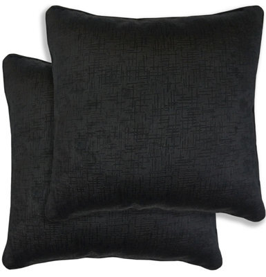 Enhanced Living Pair Of Vogue Black Textured Cushion Covers - 43X43Cm - Cases Only - image 1
