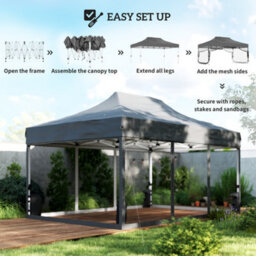 Outsunny 3 X 4.5 M Pop Up Gazebo With Mesh, Heavy Duty Party Tent Marquee - thumbnail 8