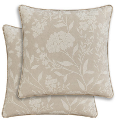 Enhanced Living Cuba Floral Pair Of Cream Cushion Covers - 43X43Cm - Cases Only - image 1