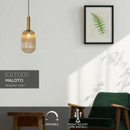 Lucide Maloto 20 Glass Ceiling Pendant Light Amber - thumbnail 2