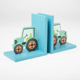 Green Tractor Bookends - Blue Upright Bookends - thumbnail 1