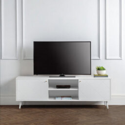 "Julian Bowen Moritz 2 Door Tv Stand, White, Up To 75"", Internal And External Shelf Storage, Height: 58 X Width: 176.5 X Depth: 39.5Cm" - thumbnail 1