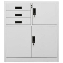 Walplus Office Cabinet Light Grey 90X40X102 Cm Steel - thumbnail 2