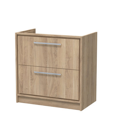 Hudson Reed Lille 800mm Floor Standing 2 Drawer Unit (455 Deep)-Bleached Oak - image 1