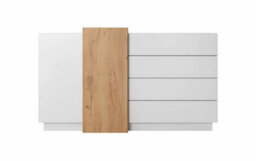 Arte Stockholm Contemporary Sideboard Cabinet 2 Doors 3 Shelves 4 Drawers White & Oak Gold Craft Effect (H)920mm (W)1600mm (D)450mm - thumbnail 3