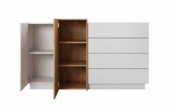 Arte Stockholm Contemporary Sideboard Cabinet 2 Doors 3 Shelves 4 Drawers White & Oak Gold Craft Effect (H)920mm (W)1600mm (D)450mm - thumbnail 2