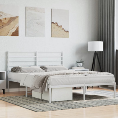 Berkfield Metal Bed Frame With Headboard White 150X200 Cm 5Ft King Size - image 1