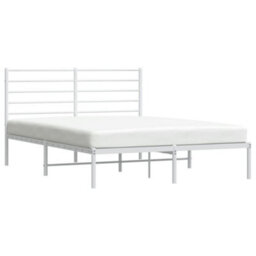 Berkfield Metal Bed Frame With Headboard White 150X200 Cm 5Ft King Size - thumbnail 4