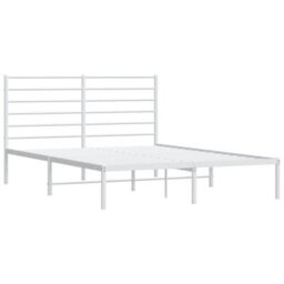 Berkfield Metal Bed Frame With Headboard White 150X200 Cm 5Ft King Size - thumbnail 5
