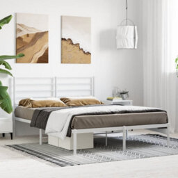Berkfield Metal Bed Frame With Headboard White 150X200 Cm 5Ft King Size - thumbnail 3