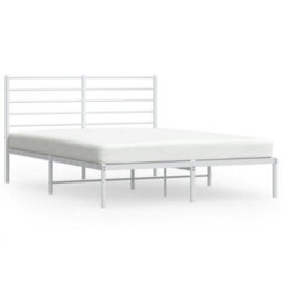 Berkfield Metal Bed Frame With Headboard White 150X200 Cm 5Ft King Size - thumbnail 2