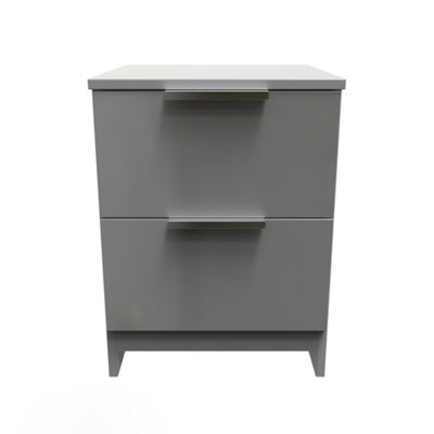 Poole 2 Drawer Bedside Cabinet in Uniform Grey & Dusk Grey (Ready Assembled) - image 1