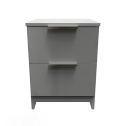 Poole 2 Drawer Bedside Cabinet in Uniform Grey & Dusk Grey (Ready Assembled)