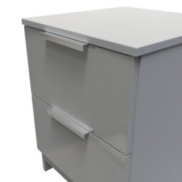 Poole 2 Drawer Bedside Cabinet in Uniform Grey & Dusk Grey (Ready Assembled) - thumbnail 2