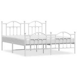 Berkfield Metal Bed Frame With Headboard And Footboard White 183X213 Cm - thumbnail 2