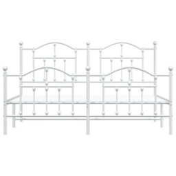 Berkfield Metal Bed Frame With Headboard And Footboard White 183X213 Cm - thumbnail 5