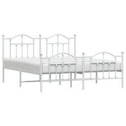 Berkfield Metal Bed Frame With Headboard And Footboard White 183X213 Cm - thumbnail 3