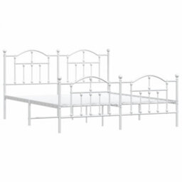Berkfield Metal Bed Frame With Headboard And Footboard White 183X213 Cm - thumbnail 4
