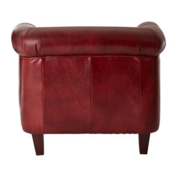 Orsina Red Leather Armchair,heritage Design Chair With Carved Walnut Feet,studded Lounge Chair,upholstered Chair - thumbnail 4