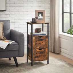 Bathroom Floor Cabinet, Bathroom Storage Cabinet, Slim Bathroom Storage Cabinet With 2 Drawers, Rustic Brown & Black