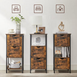 Songmics Bathroom Floor Cabinet, Bathroom Storage Cabinet, Slim Bathroom Storage Cabinet With 2 Drawers, Rustic Brown & Black - thumbnail 4