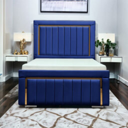 UKBEDFURNITURE Princess Blue Plush Valvet Upholstered Gas Lift Ottoman Storage Bed -  With 48 Inch Headboard - thumbnail 1