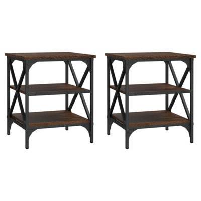 Berkfield Industrial Side Tables 2 Pcs Brown Oak 40X42X50 Cm Engineered Wood - image 1