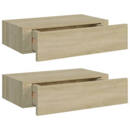 Berkfield Wall-Mounted Drawer Shelves 2 Pcs Oak 40X23.5X10Cm Mdf - thumbnail 2