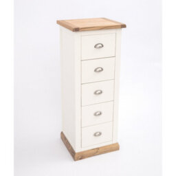 Cabinet Bits Tropea 5 Drawer Narrow Chest Of Drawers Chrome Cup Handle - thumbnail 4