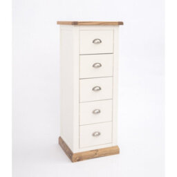 Cabinet Bits Tropea 5 Drawer Narrow Chest Of Drawers Chrome Cup Handle - thumbnail 3