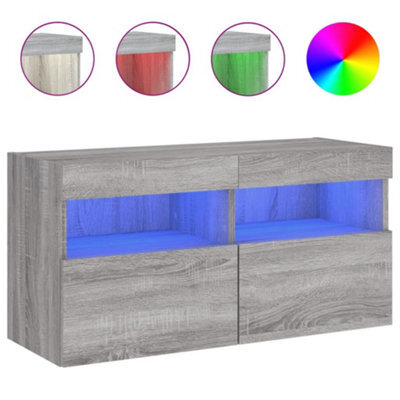 Berkfield Durable Tv Wall Cabinet With Led Lights Grey Sonoma 80X30X40 Cm - image 1