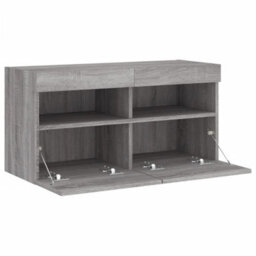 Berkfield Durable Tv Wall Cabinet With Led Lights Grey Sonoma 80X30X40 Cm - thumbnail 8