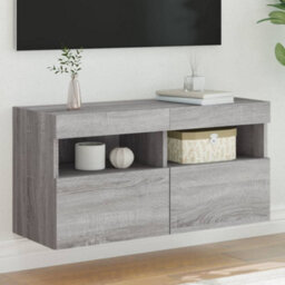 Berkfield Durable Tv Wall Cabinet With Led Lights Grey Sonoma 80X30X40 Cm - thumbnail 2